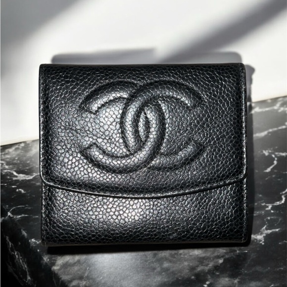 CHANEL Handbags - 💲SOLD💲Authentic Chanel Black Textured Leather Wallet